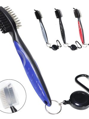 Golf Club Double-Sided Brush with Groove Cleaner – Portable Golf Cleaning Brush with Clip