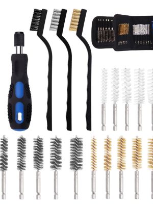 Tube Cleaning Brush Set for Drill – Wire Brush Kit for Pipe Cleaning & Rust Removal (20-piece set)