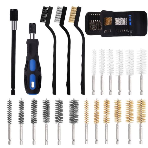 六角杆管道刷 Tube Cleaning Brush Set for Drill – Wire Brush Kit for Pipe Cleaning & Rust Removal (20-piece set)