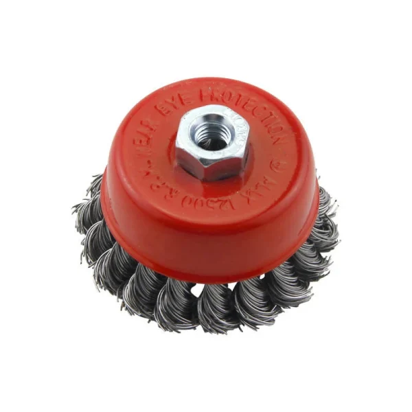 扭丝罗碗形钢丝轮角磨机 Twisted Knot Wire Cup Brush for Angle Grinder – Heavy Duty Steel Brush for Rust Removal