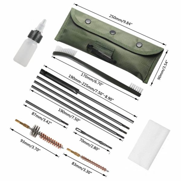 AR15 Gun Cleaning Kit | Rifle Maintenance & Bore Cleaning Brush Set with Carrying Pouch